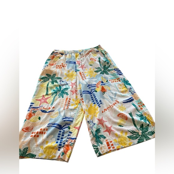 Sonoma Women’s Oversized Plus Size 1X Wide Leg Cropped Linen Blend Pants Pull On - Picture 2 of 10